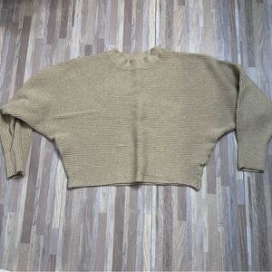 Cozy Ribbed Knit Tan Cropped Sweater Women’s Size XL